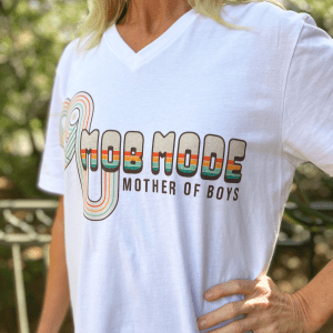 M.O.B Mode      -Mother of Boys - Short Sleeve V-Neck Tee
