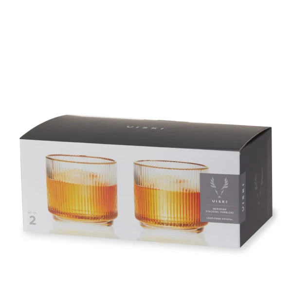 Meridian Crystal Gold Rimmed Lowball Tumblers, Set of 2 - Image 2