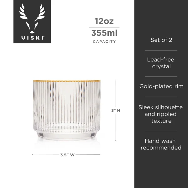 Meridian Crystal Gold Rimmed Lowball Tumblers, Set of 2 - Image 5