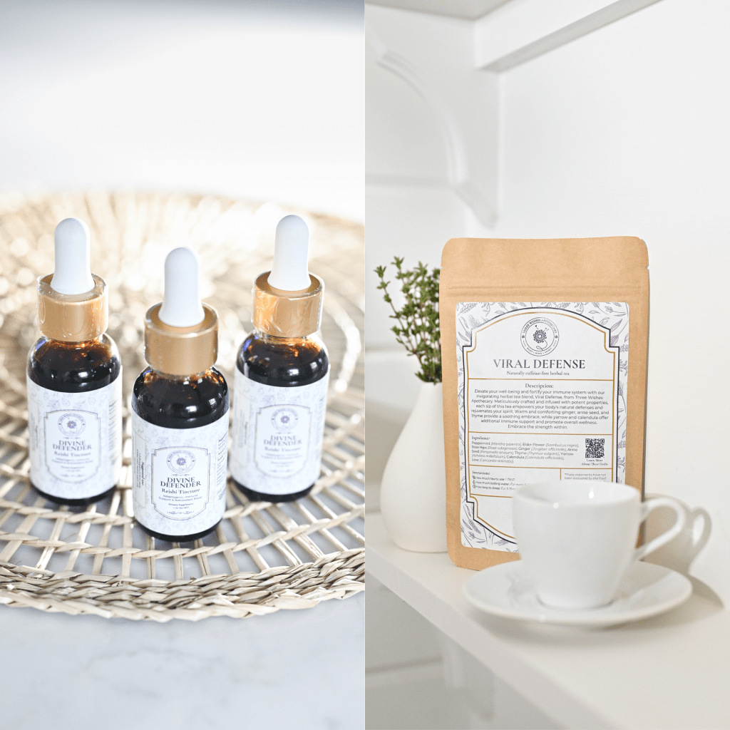 A mushroom tincture and a cup of tea