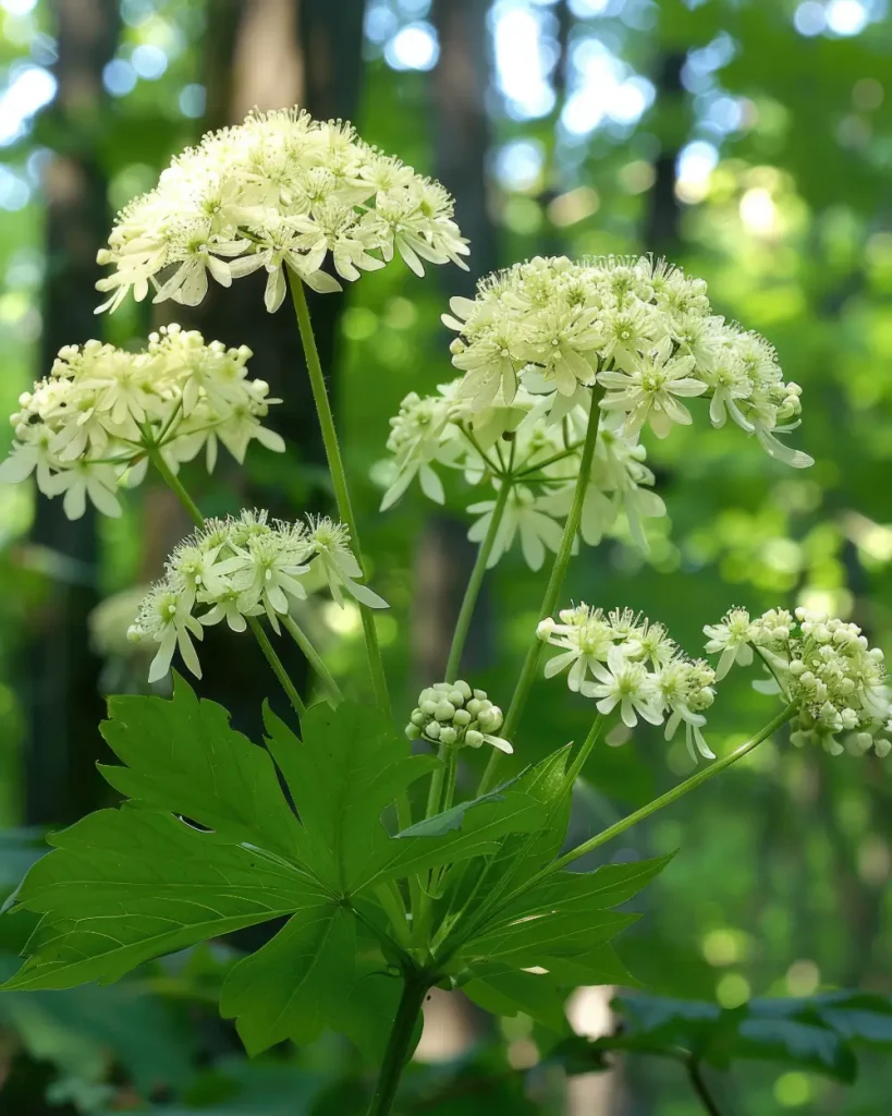 Dried angelica root pieces, golden fibrous texture – Angelica archangelica.
